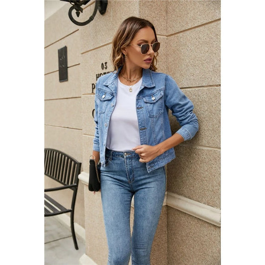 Jolanda Damen Jeansjacke – Kurz, Mit Knopfdetails 0