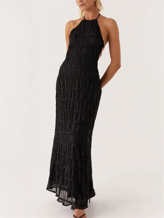 Jovanka Maxikleid Damen – Elegantes Halterneck, Fließend und Leicht, Ideal für Hochzeitsgast 0