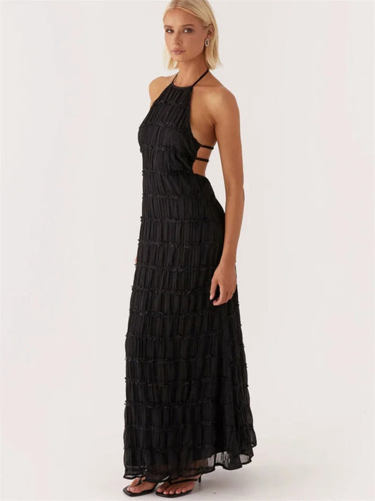 Jovanka Maxikleid Damen – Elegantes Halterneck, Fließend und Leicht, Ideal für Hochzeitsgast 1