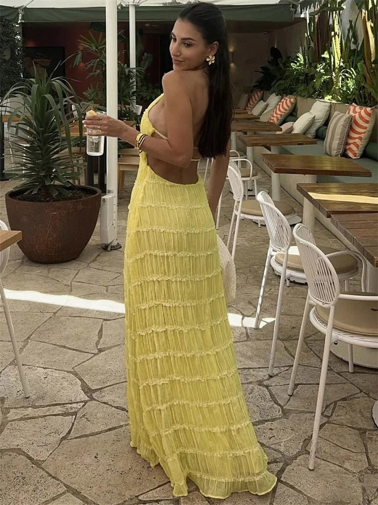 Jovanka Maxikleid Damen – Elegantes Halterneck, Fließend und Leicht, Ideal für Hochzeitsgast 5