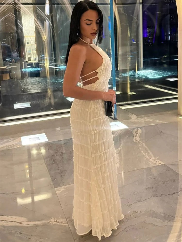 Jovanka Maxikleid Damen – Elegantes Halterneck, Fließend und Leicht, Ideal für Hochzeitsgast 7