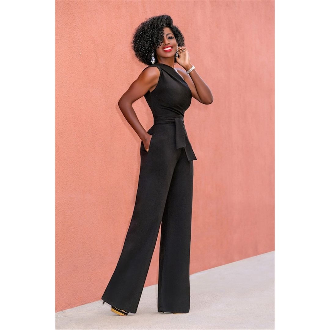 Klaartje Damen Jumpsuit – Elegantes Ein-Schulter-Design, Festlich und Schwarz 2