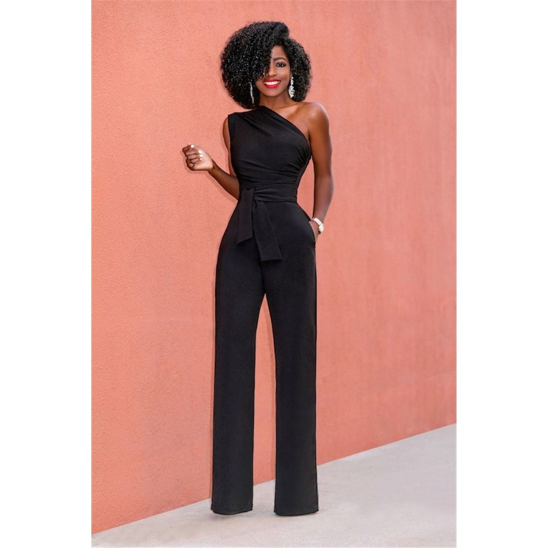 Klaartje Damen Jumpsuit – Elegantes Ein-Schulter-Design, Festlich und Schwarz 3