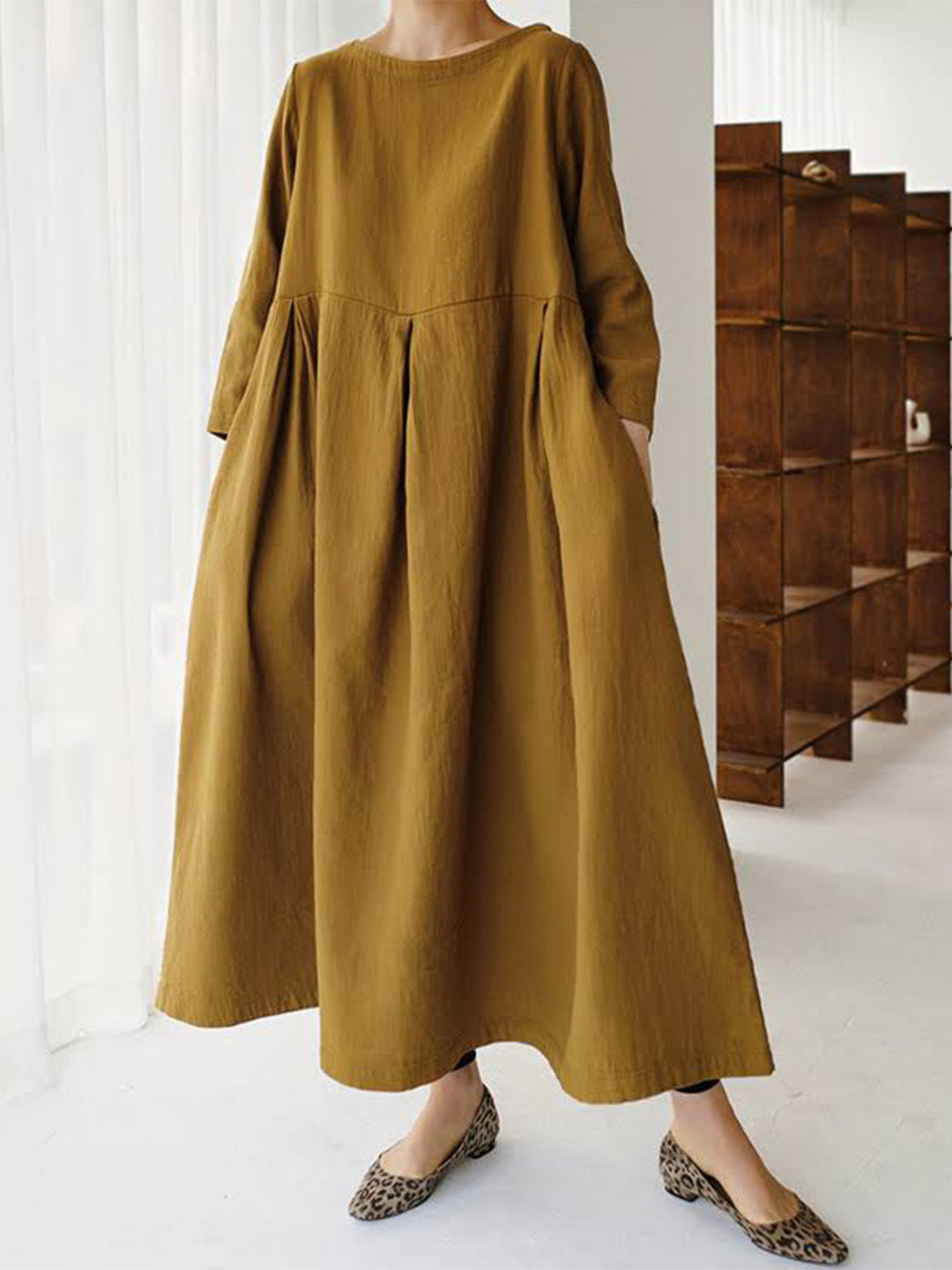LELI Damen Sommerkleid – 100% Leinen, Elegante Maxi-Form mit Seitentaschen 10