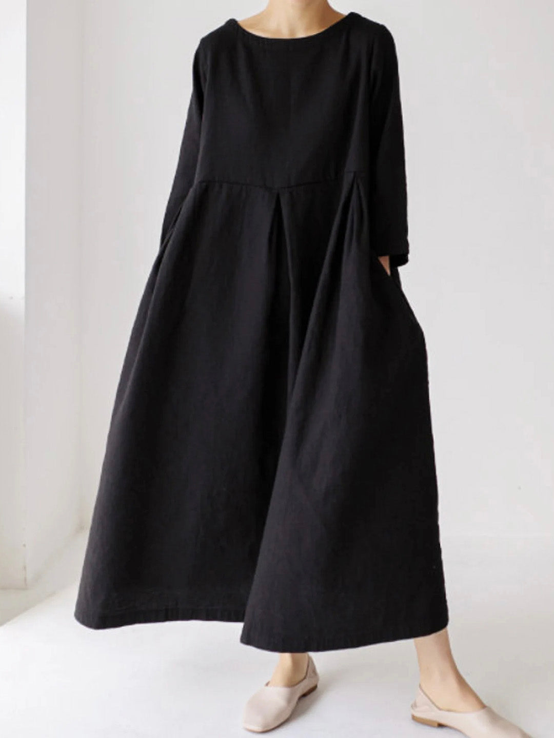 LELI Damen Sommerkleid – 100% Leinen, Elegante Maxi-Form mit Seitentaschen 9