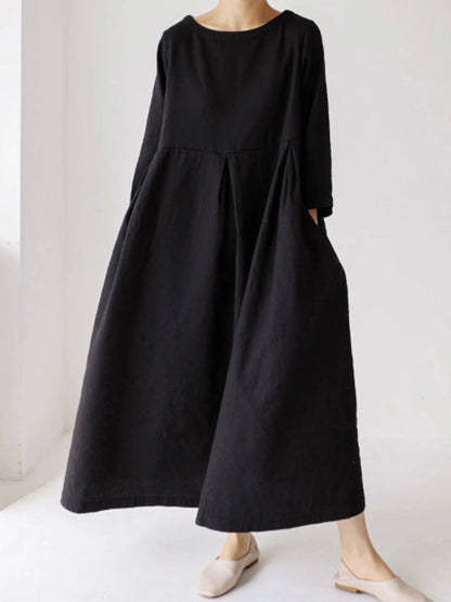 LELI Damen Sommerkleid – 100% Leinen, Elegante Maxi-Form mit Seitentaschen 9