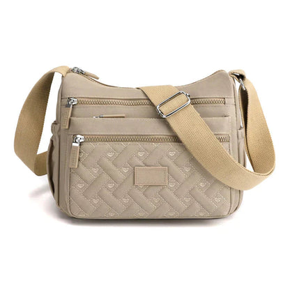 Leichte Schultertasche aus wasserabweisendem Nylon mit mehreren Fächern – Ideal für Alltag und Reisen 3
