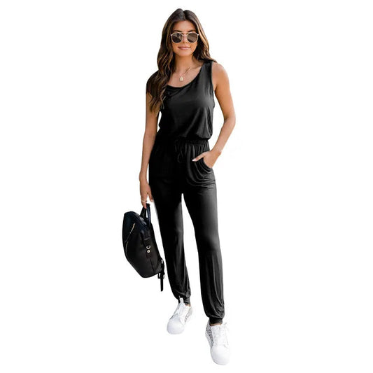 Leichter Jumpsuit mit Elastischer Taille und Praktischen Taschen – Ideal für Casual Outfits 0