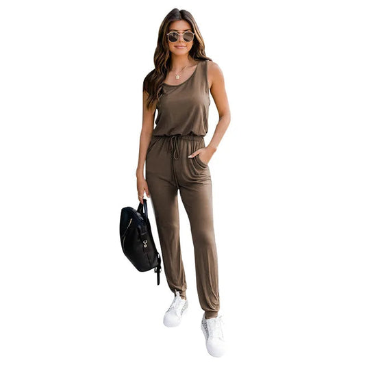 Leichter Jumpsuit mit Elastischer Taille und Praktischen Taschen – Ideal für Casual Outfits 1