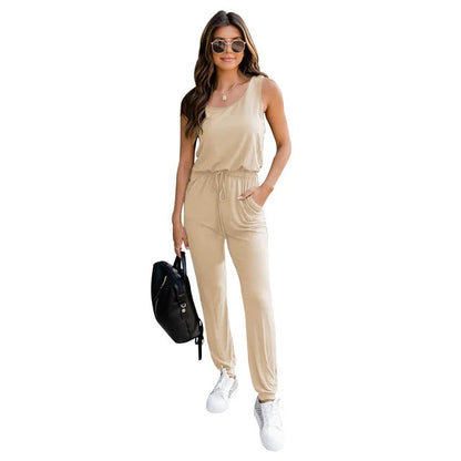 Leichter Jumpsuit mit Elastischer Taille und Praktischen Taschen – Ideal für Casual Outfits 3