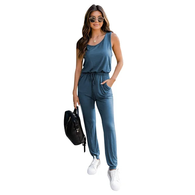 Leichter Jumpsuit mit Elastischer Taille und Praktischen Taschen – Ideal für Casual Outfits 4
