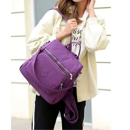 Leichter Rucksack aus Wasserabweisendem Nylon für Damen und Herren – Ideal als Schulrucksack und für Reisen, Kompakt mit Verstellbaren Gurten 6
