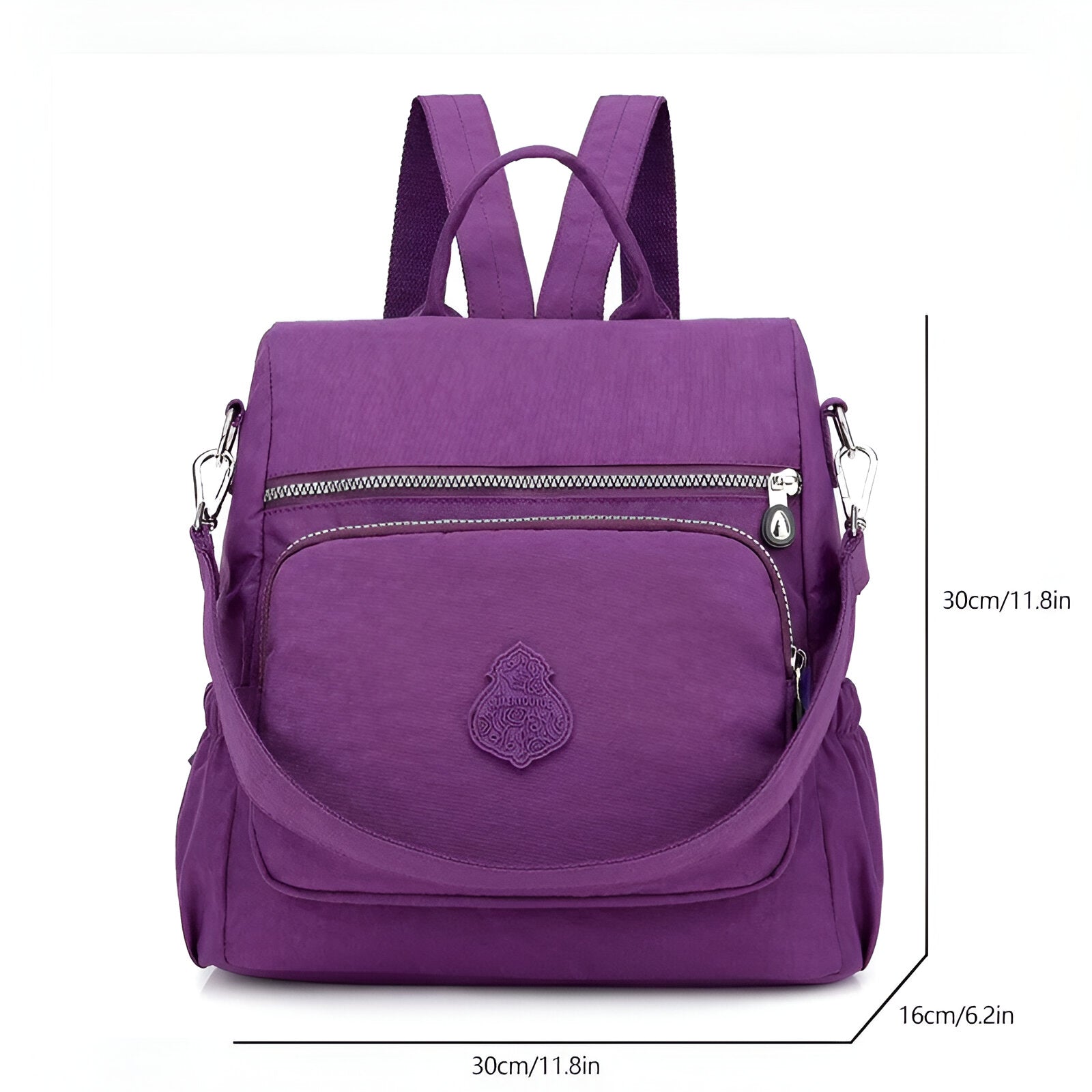 Leichter Rucksack aus Wasserabweisendem Nylon für Damen und Herren – Ideal als Schulrucksack und für Reisen, Kompakt mit Verstellbaren Gurten 7