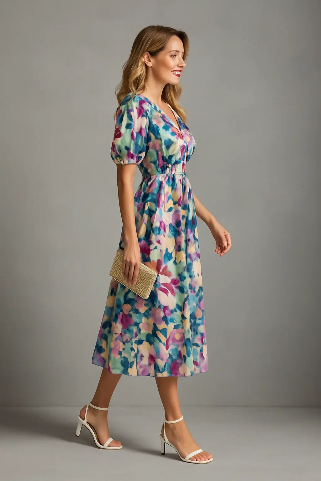 Lina | Damen Maxikleid Sommer Mit V-Ausschnitt Und Fließendem Design 1