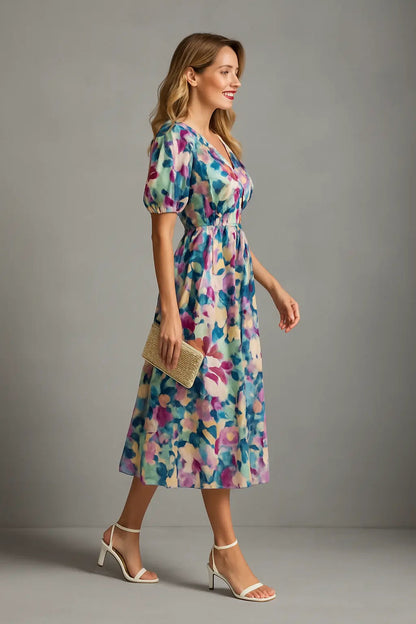 Lina | Damen Maxikleid Sommer Mit V-Ausschnitt Und Fließendem Design 1
