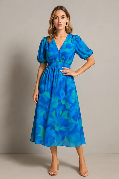 Lina | Damen Maxikleid Sommer Mit V-Ausschnitt Und Fließendem Design 3