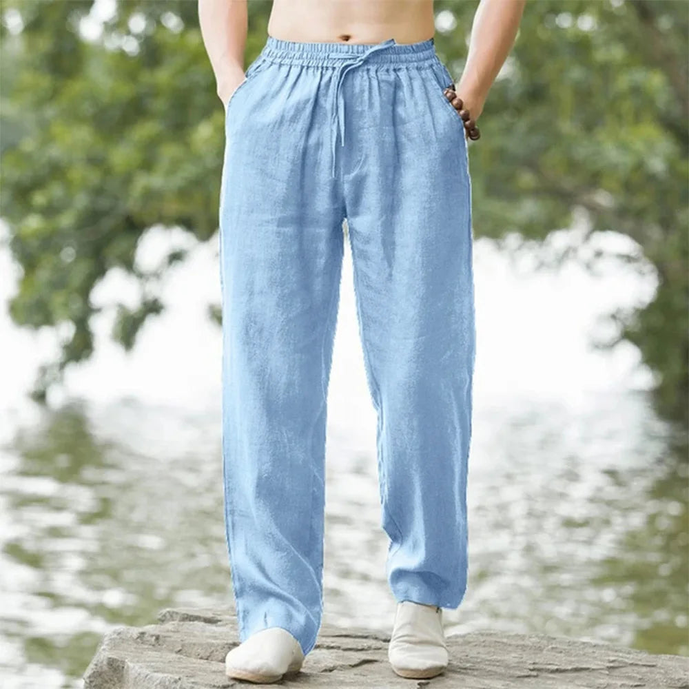 Linus | Leichte Strandhose Für Herren – Atmungsaktive Baumwoll-Leinen-Mischung, Elastische Taille, Gerade Passform 1