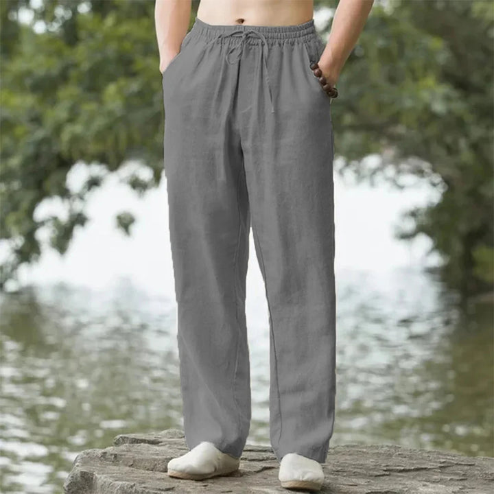 Linus | Leichte Strandhose Für Herren – Atmungsaktive Baumwoll-Leinen-Mischung, Elastische Taille, Gerade Passform 3