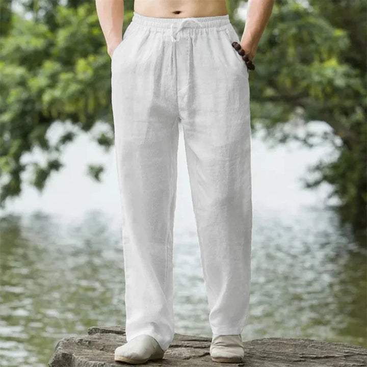 Linus | Leichte Strandhose Für Herren – Atmungsaktive Baumwoll-Leinen-Mischung, Elastische Taille, Gerade Passform 4