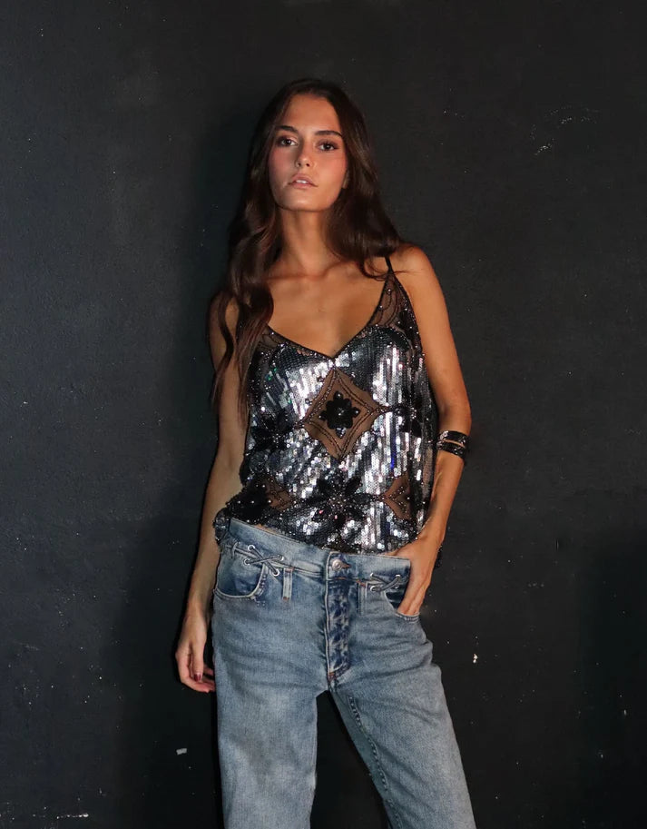 Lois | Transparente ärmellose Top mit Pailletten 5