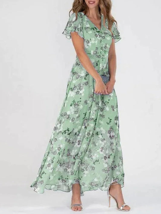 Loraina | Elegante Blümchen Chiffonkleid 1