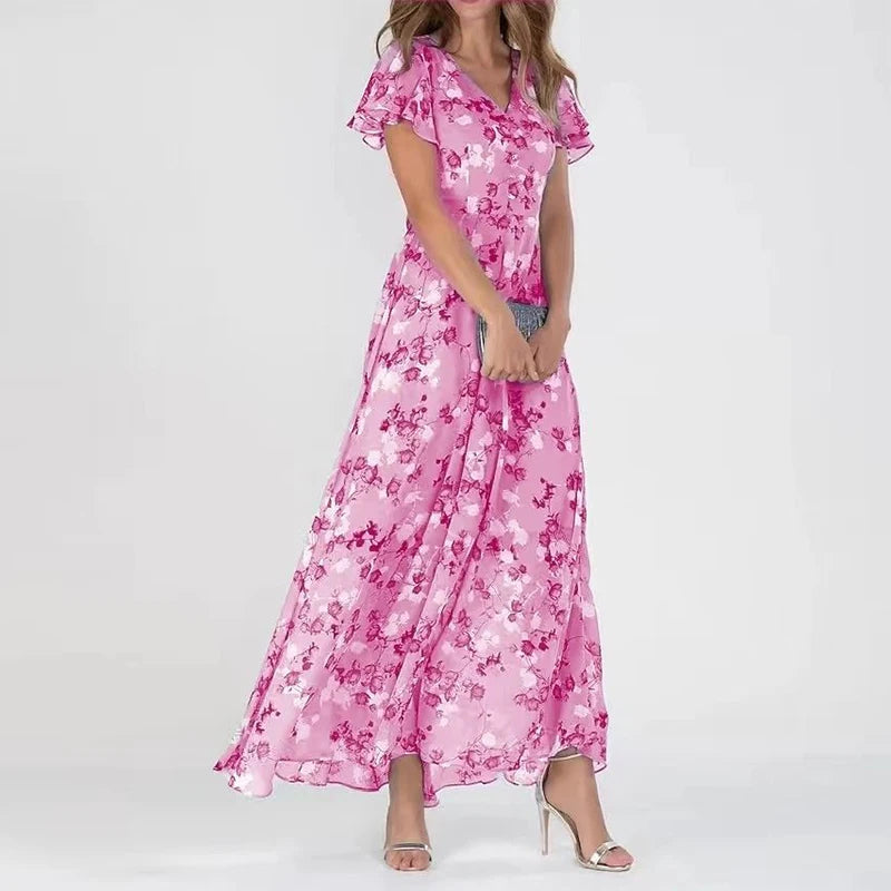 Loraina | Elegante Blümchen Chiffonkleid 2