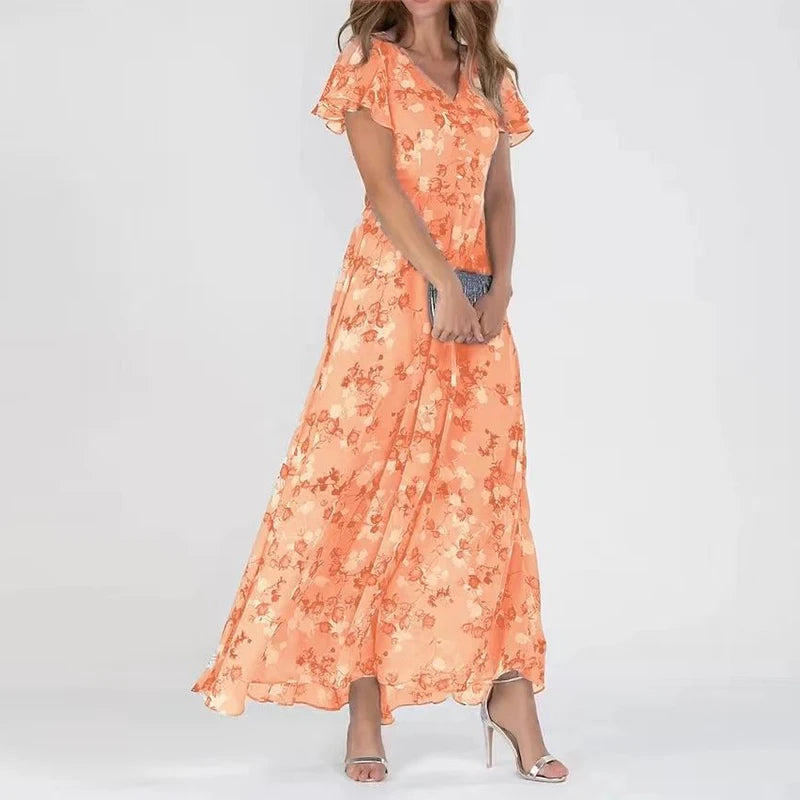 Loraina | Elegante Blümchen Chiffonkleid 3