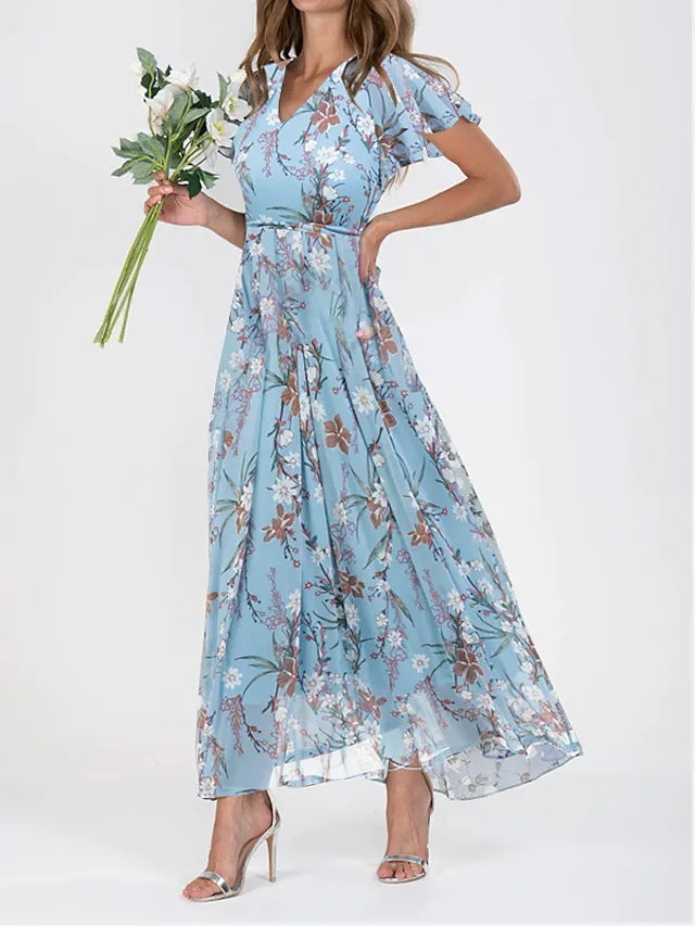 Loraina | Elegante Blümchen Chiffonkleid 5