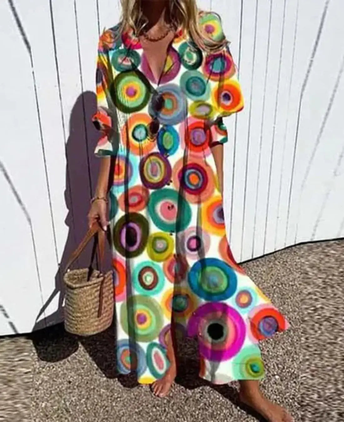 Lorna | Boho Maxi Kleid Damen mit Knopfverschluss für Sommerliche Anlässe 2