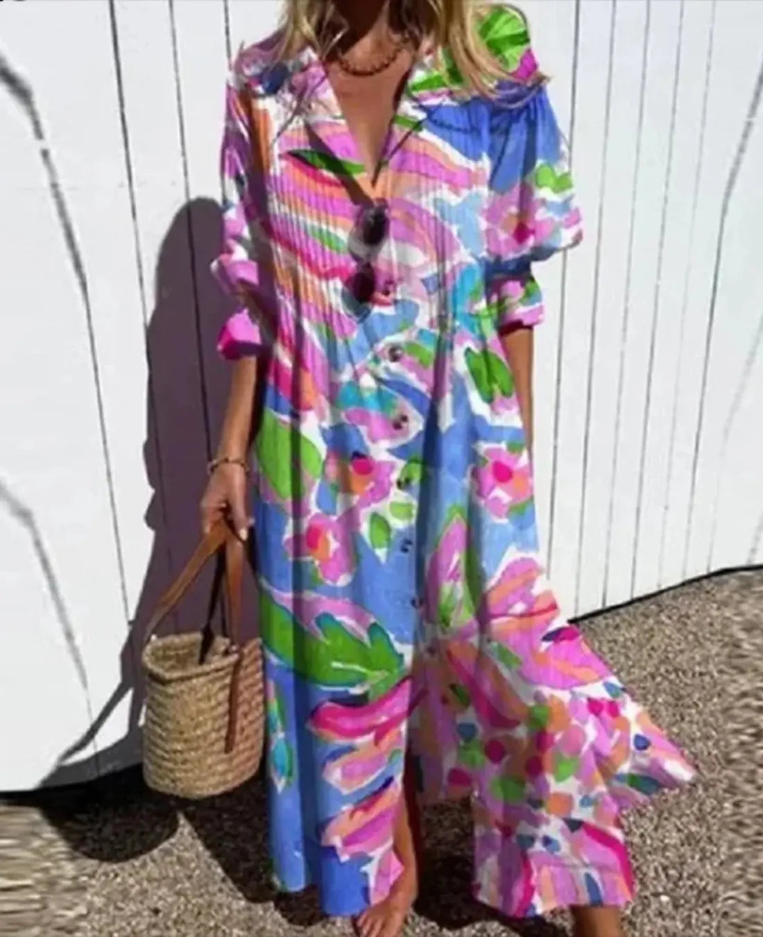 Lorna | Boho Maxi Kleid Damen mit Knopfverschluss für Sommerliche Anlässe 3