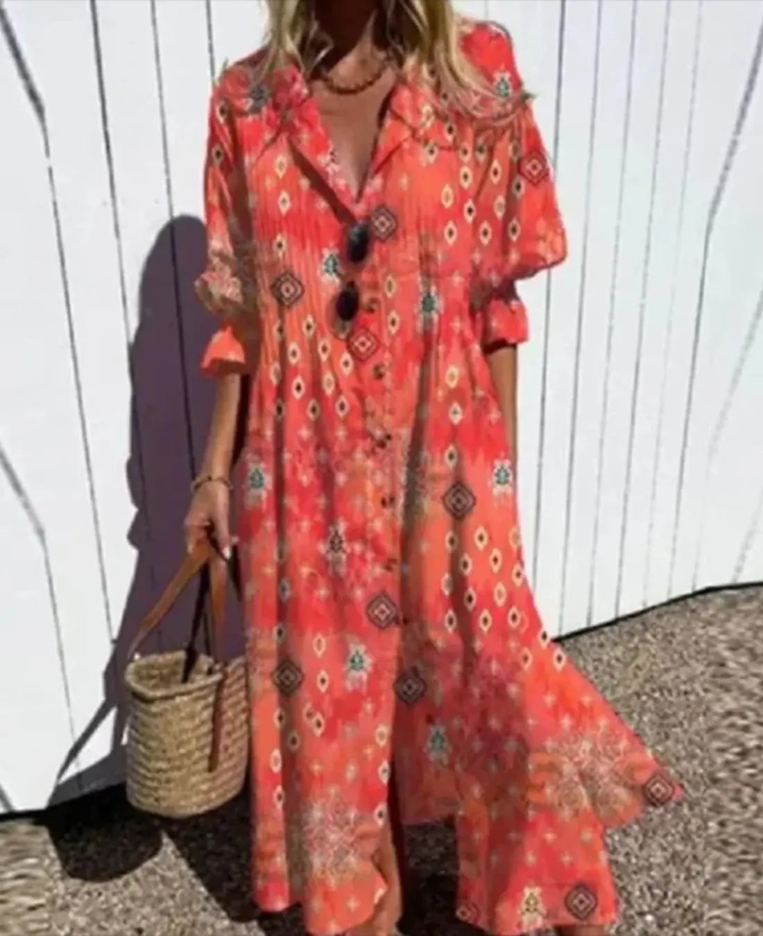 Lorna | Boho Maxi Kleid Damen mit Knopfverschluss für Sommerliche Anlässe 5