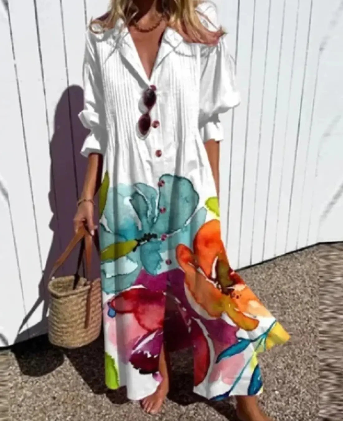 Lorna | Boho Maxi Kleid Damen mit Knopfverschluss für Sommerliche Anlässe 6