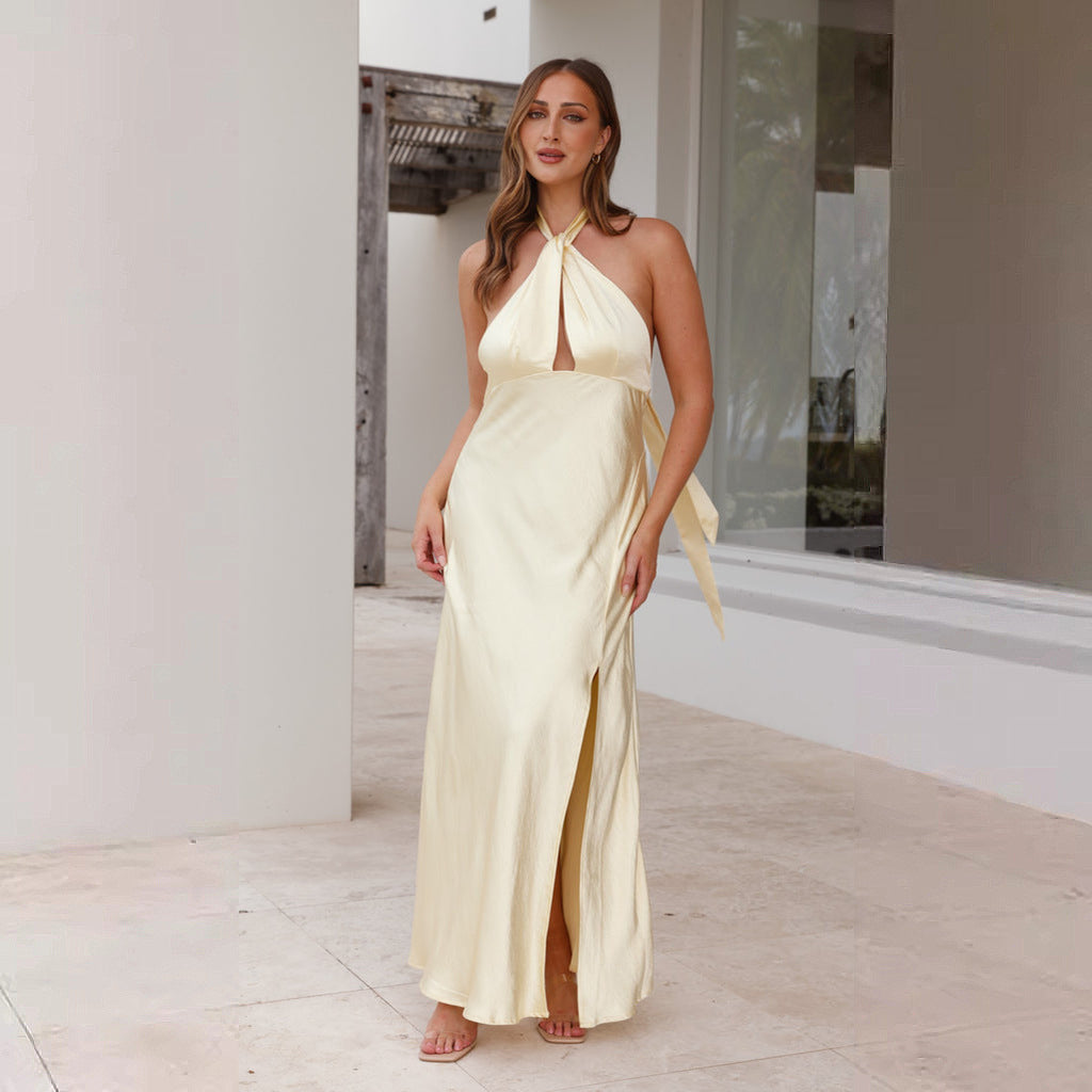 Lotte | Elegantes Maxikleid Sommer mit Halterdesign und Hohem Split für Hochzeitsgast und Festliche Anlässe 4