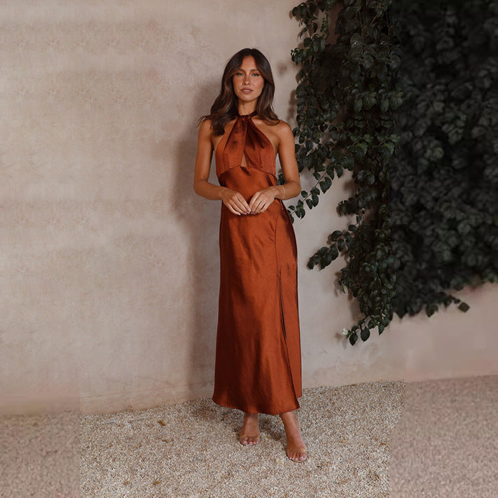 Lotte | Elegantes Maxikleid Sommer mit Halterdesign und Hohem Split für Hochzeitsgast und Festliche Anlässe 5