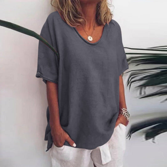 Lotte | Losvallendes Basic Top für Damen mit Rundhals und Luftiger Silhouette 0