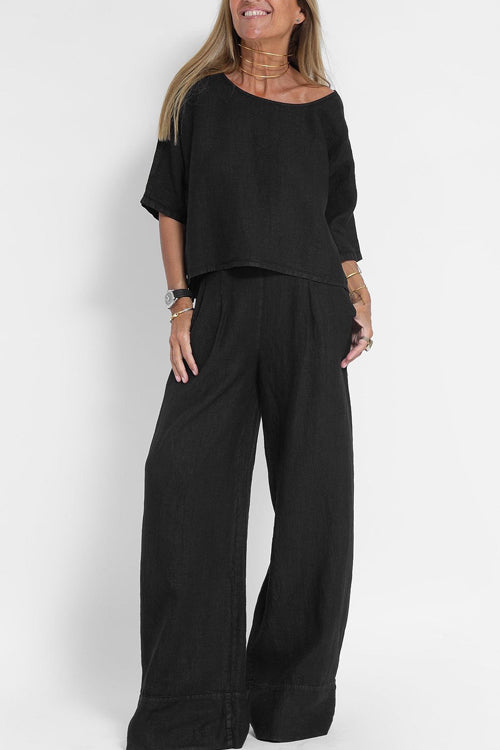 Lola | Baumwollwäscheanzug Für Damen – Stilvoll Und Bequem Mit Cropped Hemd Und Weiten Hosen-4