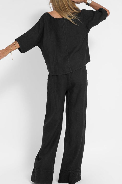 Lola | Baumwollwäscheanzug Für Damen – Stilvoll Und Bequem Mit Cropped Hemd Und Weiten Hosen-5