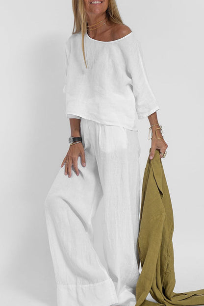 Lola | Baumwollwäscheanzug Für Damen – Stilvoll Und Bequem Mit Cropped Hemd Und Weiten Hosen-6