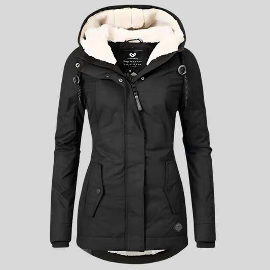 Damen lange Jacke mit Kapuze Hause Lune