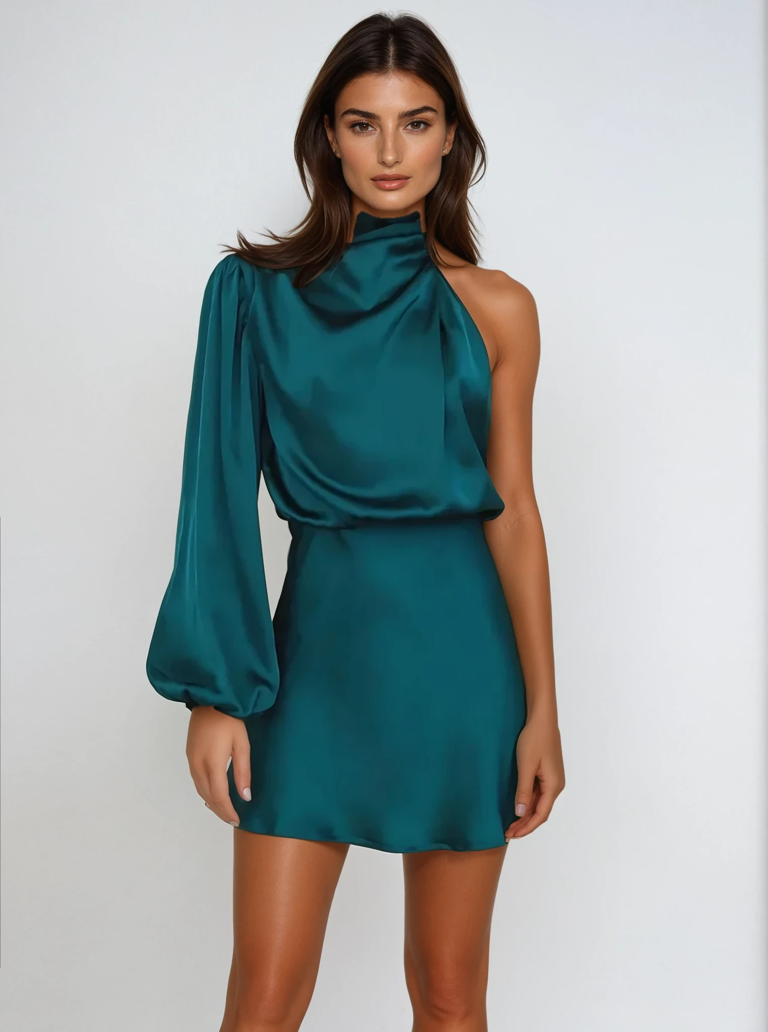 Maddie | Asymmetrisches Abendkleid aus Satin für Elegante Anlässe 0