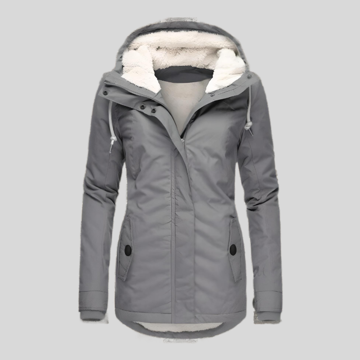 Damen lange Jacke mit Kapuze Hause Lune