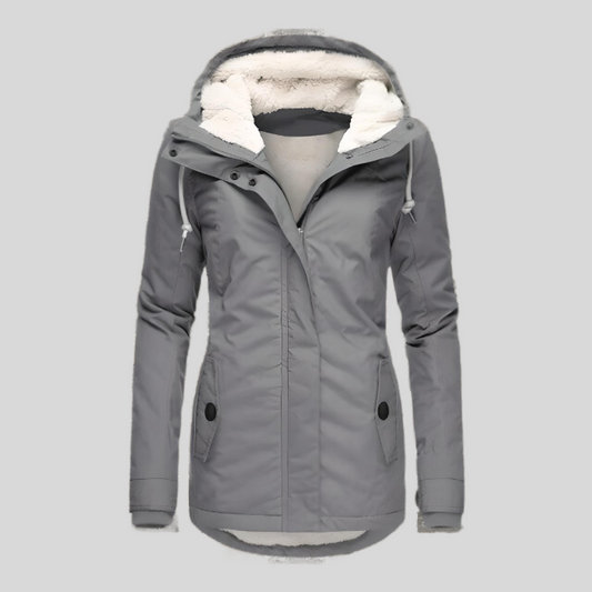Damen lange Jacke mit Kapuze Hause Lune