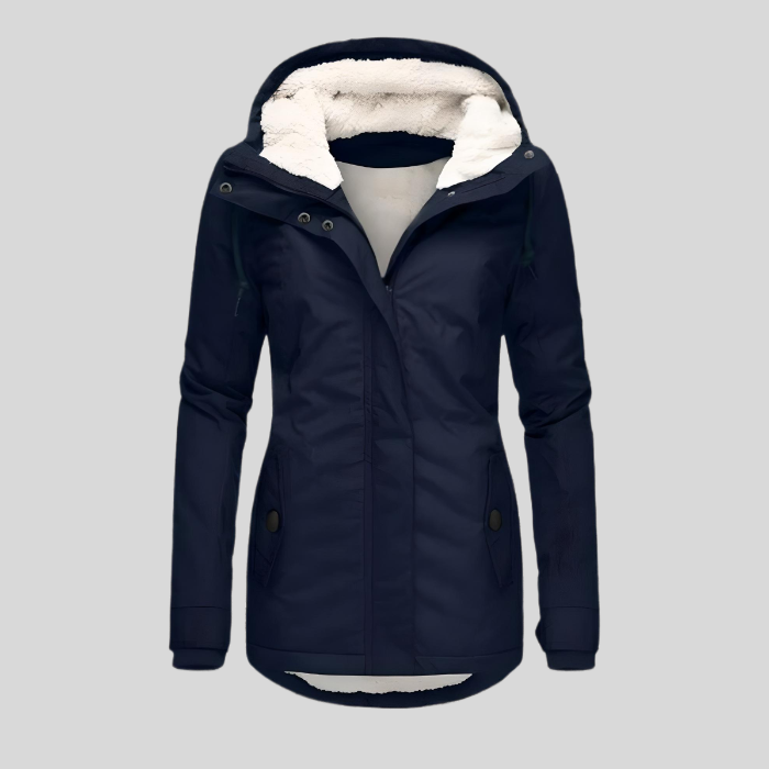 Damen lange Jacke mit Kapuze Hause Lune