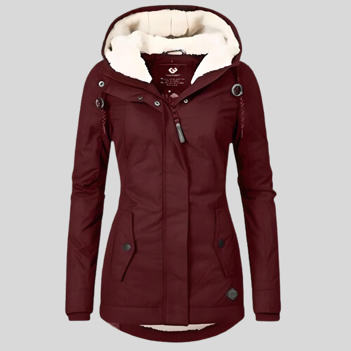 Damen lange Jacke mit Kapuze Hause Lune