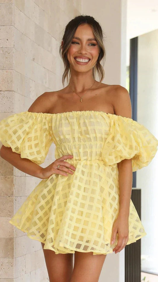 Marije | Off-Shoulder Mini-Jurk mit Puffärmeln 1