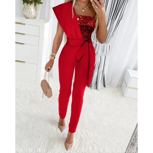 Marlys Jumpsuit für Damen – One-Shoulder Design mit Pailletten 0