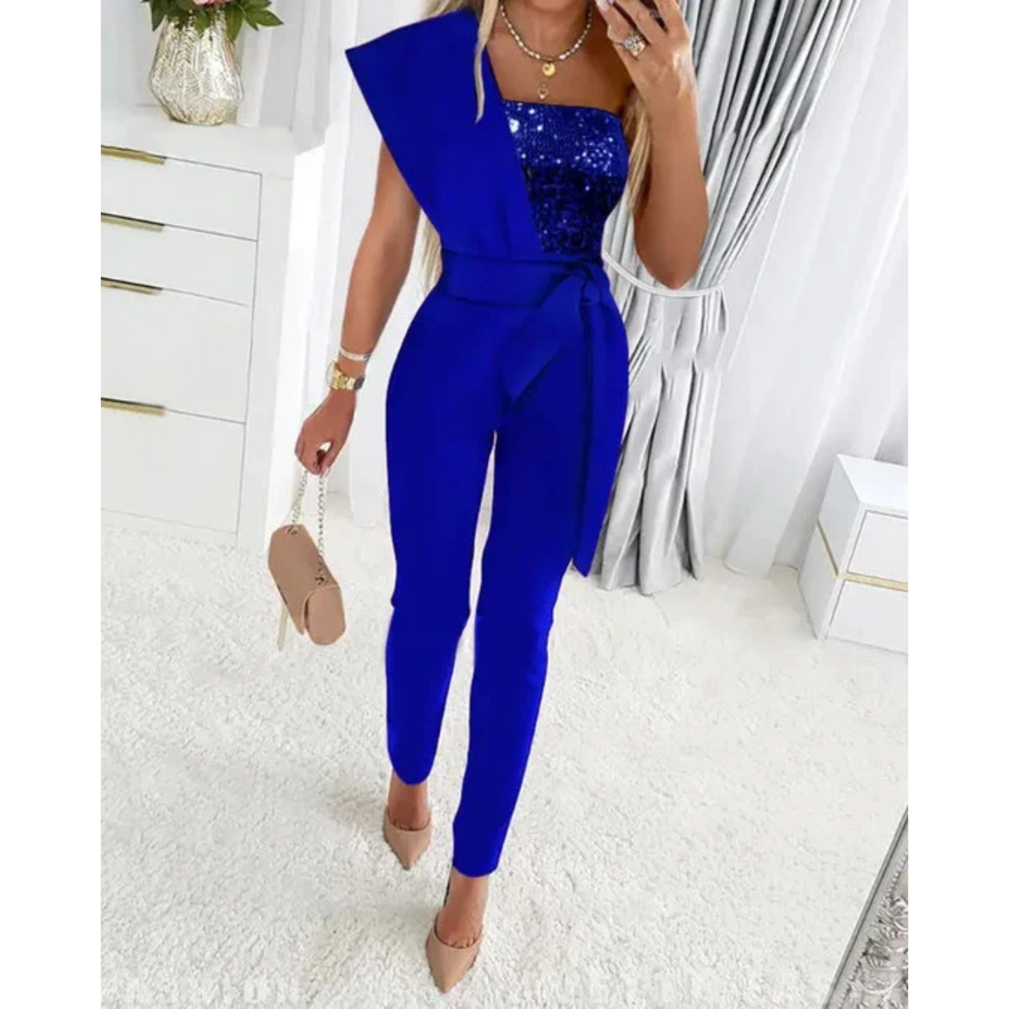 Marlys Jumpsuit für Damen – One-Shoulder Design mit Pailletten 2