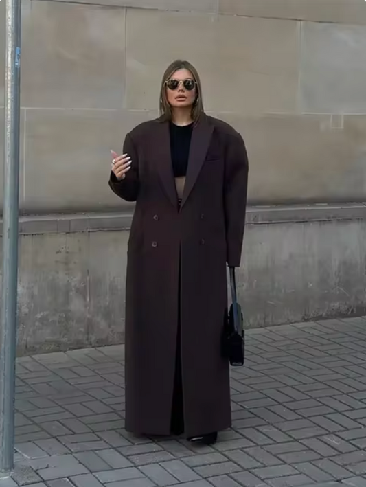 Mira Damen Trenchcoat – Elegante Lange Jacke mit Knöpfen 0
