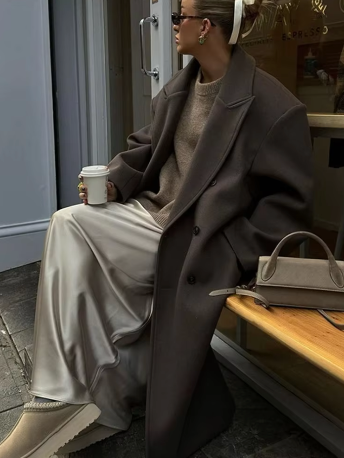 Mira Damen Trenchcoat – Elegante Lange Jacke mit Knöpfen 4