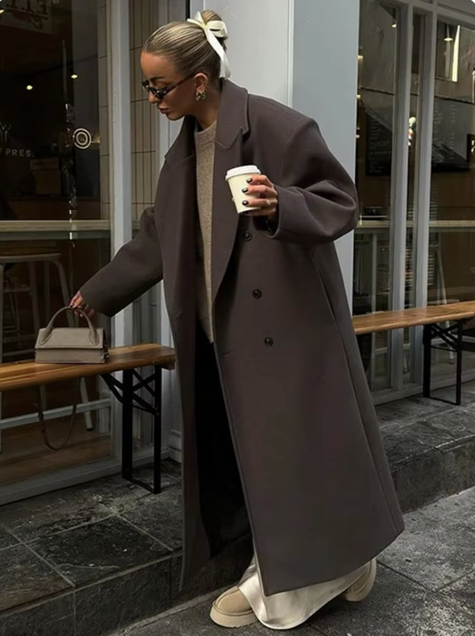 Mira Damen Trenchcoat – Elegante Lange Jacke mit Knöpfen 5